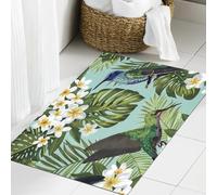 JHAOUNUK Tapis de Bain Antiderapant en Microfibre Douce,Tapis de Salle de Bain Lavable en Machine,Illustration vectorielle sans Couture du Paradis et des Oiseaux tropicaux en co,50x80cm