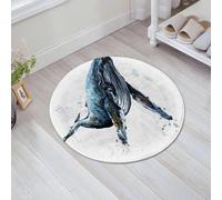 JHAOUNUK Tapis de Bain Antiderapant en Microfibre Douce,Tapis de Salle de Bain Lavable en Machine,Illustration Aquarelle d'une Baleine à Bosse. Faune sous-Marine,60x60cm