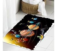 JHAOUNUK Tapis de Bain Antiderapant en Microfibre Douce,Tapis de Salle de Bain Lavable en Machine,Illustration de Style Dessin animé vectoriel du système Solaire représenté de m,50x80cm