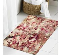 JHAOUNUK Tapis de Bain Antiderapant en Microfibre Douce,Tapis de Salle de Bain Lavable en Machine,imprimé Grunge de Fleurs Roses sur Fond Antique en Bambou côtelé,60x90cm