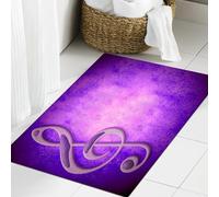 JHAOUNUK Tapis de Bain Antiderapant en Microfibre Douce,Tapis de Salle de Bain Lavable en Machine,J'aime la Musique, Symbole clé,60x90cm