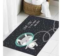 JHAOUNUK Tapis de Bain Antiderapant en Microfibre Douce,Tapis de Salle de Bain Lavable en Machine,Je t'aime jusqu'à la Lune et Retour, Illustration vectorielle. Un Mignon Lapin,60x90cm