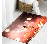 JHAOUNUK Tapis de Bain Antiderapant en Microfibre Douce,Tapis de Salle de Bain Lavable en Machine,L'Aventure du Petit Ange dans la Nuit étoilée, Illustration 3D, arrière-Plan co,60x90cm