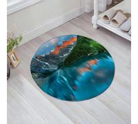 JHAOUNUK Tapis de Bain Antiderapant en Microfibre Douce,Tapis de Salle de Bain Lavable en Machine,Les Arbres du lac et Les Montagnes sont si Beaux,60x60cm