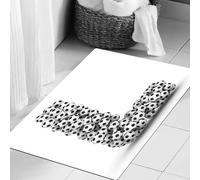 JHAOUNUK Tapis de Bain Antiderapant en Microfibre Douce,Tapis de Salle de Bain Lavable en Machine,Lettre L, Lettre L avec Ballons de Football sur Le thème du Football dans l'ord,60x90cm