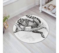 JHAOUNUK Tapis de Bain Antiderapant en Microfibre Douce,Tapis de Salle de Bain Lavable en Machine,Lémur catta, Illustration gravée d'époque. Dictionnaire des Mots et des Choses,60x60cm