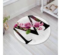 JHAOUNUK Tapis de Bain Antiderapant en Microfibre Douce,Tapis de Salle de Bain Lavable en Machine,Lettre M, fleurons de Magnolia exprimant la dignité et la Noblesse Fleurs dans,60x60cm