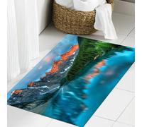 JHAOUNUK Tapis de Bain Antiderapant en Microfibre Douce,Tapis de Salle de Bain Lavable en Machine,Les Arbres du lac et Les Montagnes sont si Beaux,60x90cm