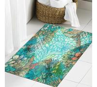 JHAOUNUK Tapis de Bain Antiderapant en Microfibre Douce,Tapis de Salle de Bain Lavable en Machine,Libellule, Fleurs fantastiques mélangées dans Divers Tons Shabby Chic Beauté fé,60x90cm