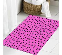 JHAOUNUK Tapis de Bain Antiderapant en Microfibre Douce,Tapis de Salle de Bain Lavable en Machine,Mini Coeurs Noirs Rose Vif inspirés de la Saint-Valentin sur Un Fond Fuchsia,60x90cm
