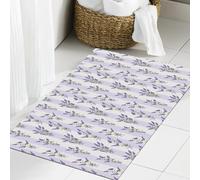 JHAOUNUK Tapis de Bain Antiderapant en Microfibre Douce,Tapis de Salle de Bain Lavable en Machine,Motif Aquarelle sans Couture de Fleurs de Lavande sur Fond Violet. Illustration,60x90cm