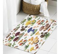 JHAOUNUK Tapis de Bain Antiderapant en Microfibre Douce,Tapis de Salle de Bain Lavable en Machine,Modèle sans Couture de Champignons avec des espèces Sauvages de la forêt, comme,60x90cm