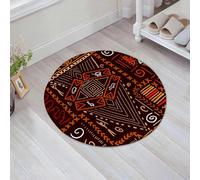 JHAOUNUK Tapis de Bain Antiderapant en Microfibre Douce,Tapis de Salle de Bain Lavable en Machine,Motifs primitifs et aborigènes Motifs Tribaux Objets Collage de grottes,60x60cm