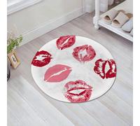 JHAOUNUK Tapis de Bain Antiderapant en Microfibre Douce,Tapis de Salle de Bain Lavable en Machine,Motif imprimé Baiser Rouge à lèvres,60x60cm