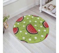 JHAOUNUK Tapis de Bain Antiderapant en Microfibre Douce,Tapis de Salle de Bain Lavable en Machine,Motif pastèque sans Couture sur Fond Vert avec graines de pastèque et Pois blan,60x60cm