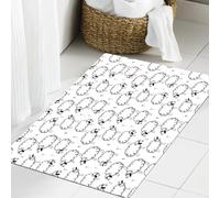 JHAOUNUK Tapis de Bain Antiderapant en Microfibre Douce,Tapis de Salle de Bain Lavable en Machine,Motifs de Moutons Amusants dans Le pré avec des Fleurs, Salle de Jeux de gribou,60x90cm