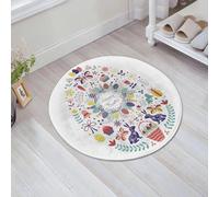 JHAOUNUK Tapis de Bain Antiderapant en Microfibre Douce,Tapis de Salle de Bain Lavable en Machine,Modèle de Carte Joyeuses Pâques avec Symboles Traditionnels et icônes de Pâques,60x60cm