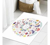 JHAOUNUK Tapis de Bain Antiderapant en Microfibre Douce,Tapis de Salle de Bain Lavable en Machine,Modèle de Carte Joyeuses Pâques avec Symboles Traditionnels et icônes de Pâques,60x90cm