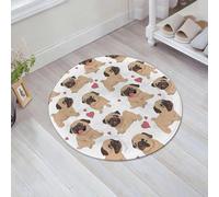 JHAOUNUK Tapis de Bain Antiderapant en Microfibre Douce,Tapis de Salle de Bain Lavable en Machine,Modèle sans Couture avec Image de Chiots carlins de Dessin animé drôles. Illust,60x60cm