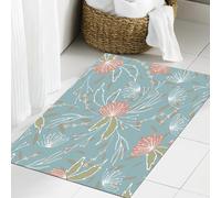 JHAOUNUK Tapis de Bain Antiderapant en Microfibre Douce,Tapis de Salle de Bain Lavable en Machine,Motif Floral vectoriel sans Couture avec Fleurs, Baies, Feuilles et brindilles.,60x90cm