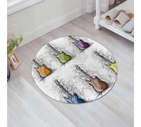 JHAOUNUK Tapis de Bain Antiderapant en Microfibre Douce,Tapis de Salle de Bain Lavable en Machine,Musique, Lignes esquissées, Design coloré, Instrument de Guitare, Collage, Ados,60x60cm