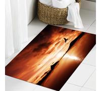 JHAOUNUK Tapis de Bain Antiderapant en Microfibre Douce,Tapis de Salle de Bain Lavable en Machine,Oiseaux Volants Un Oiseau de mer s'envole dans Le Magnifique Coucher de Soleil,60x90cm