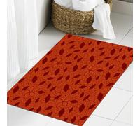 JHAOUNUK Tapis de Bain Antiderapant en Microfibre Douce,Tapis de Salle de Bain Lavable en Machine,Orange brûlé, Motif de Feuillage avec des pétales de Fleurs inspirés du Design,60x90cm