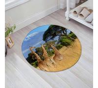 JHAOUNUK Tapis de Bain Antiderapant en Microfibre Douce,Tapis de Salle de Bain Lavable en Machine,Parc National du Kenya Afrique Faune Animal Nature Safari Girafes dans la Monta,60x60cm