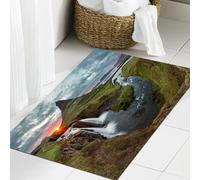 JHAOUNUK Tapis de Bain Antiderapant en Microfibre Douce,Tapis de Salle de Bain Lavable en Machine,Paysage de Cascade d'Islande Coucher de Soleil sur la Montagne, région,60x90cm