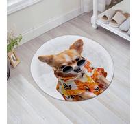 JHAOUNUK Tapis de Bain Antiderapant en Microfibre Douce,Tapis de Salle de Bain Lavable en Machine,Petit Chien Chihuahua drôle habillé élégant Petit Chiot de Race de Couleur Port,60x60cm