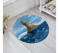 JHAOUNUK Tapis de Bain Antiderapant en Microfibre Douce,Tapis de Salle de Bain Lavable en Machine,Phare mouettes Oiseaux Architecture récif Maritime Poissons sous-Marin,60x60cm