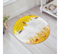 JHAOUNUK Tapis de Bain Antiderapant en Microfibre Douce,Tapis de Salle de Bain Lavable en Machine,Ruche en nid d'abeille géométrique et Fleurs de Camomille sur Le thème Floral p,60x60cm
