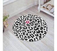 JHAOUNUK Tapis de Bain Antiderapant en Microfibre Douce,Tapis de Salle de Bain Lavable en Machine,Safari, imprimé Animal léopard guépard avec Moule à Baiser Rouge à lèvres marqu,60x60cm
