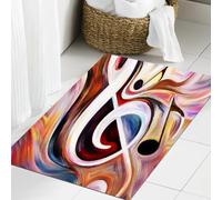 JHAOUNUK Tapis de Bain Antiderapant en Microfibre Douce,Tapis de Salle de Bain Lavable en Machine,Série Inner Melody. Design sé de Formes Musicales colorées comme métaphore,60x90cm