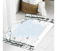 JHAOUNUK Tapis de Bain Antiderapant en Microfibre Douce,Tapis de Salle de Bain Lavable en Machine,sition du Cadre avec des Arbres sur Les côtés et Une volée de bouvreuils.,60x90cm