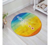 JHAOUNUK Tapis de Bain Antiderapant en Microfibre Douce,Tapis de Salle de Bain Lavable en Machine,Silhouette de Corps avec des icônes de Chakra Faisant Une Pose de Yoga, Design,60x60cm