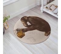 JHAOUNUK Tapis de Bain Antiderapant en Microfibre Douce,Tapis de Salle de Bain Lavable en Machine,Singe Assis sur Ses Pattes avec Un Regard pensif et Tenant dans Ses Pattes Un v,60x60cm