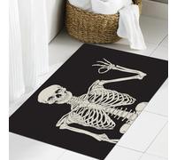 JHAOUNUK Tapis de Bain Antiderapant en Microfibre Douce,Tapis de Salle de Bain Lavable en Machine,Squelette Humain posant isolé sur Fond Noir, Illustration vectorielle. Affiche,60x90cm