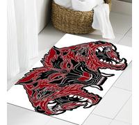 JHAOUNUK Tapis de Bain Antiderapant en Microfibre Douce,Tapis de Salle de Bain Lavable en Machine,tête de cerbère Logo de l'enfer prêt à se Battre,60x90cm