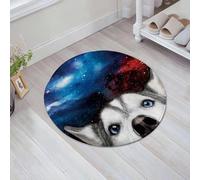 JHAOUNUK Tapis de Bain Antiderapant en Microfibre Douce,Tapis de Salle de Bain Lavable en Machine,Tête de Husky drôle de Sibérie, nébuleuse de la Nuit étoilée,60x60cm