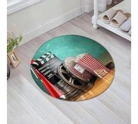 JHAOUNUK Tapis de Bain Antiderapant en Microfibre Douce,Tapis de Salle de Bain Lavable en Machine,Thème de Production Bobines de Film 3D Billets de Clap Popcorn et Moi Tapisseri,60x60cm
