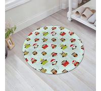 JHAOUNUK Tapis de Bain Antiderapant en Microfibre Douce,Tapis de Salle de Bain Lavable en Machine,Thème de Noël avec des hiboux et de Jolies icônes de célébration, Sapin du Père,60x60cm