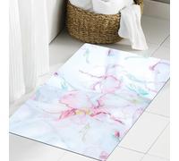 JHAOUNUK Tapis de Bain Antiderapant en Microfibre Douce,Tapis de Salle de Bain Lavable en Machine,Tissu Texture Soie Peint avec des Fleurs,60x90cm