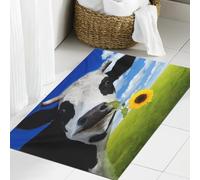 JHAOUNUK Tapis de Bain Antiderapant en Microfibre Douce,Tapis de Salle de Bain Lavable en Machine,Vache drôle sur Un pré Vert en été. Arrière-Plan Flou,60x90cm