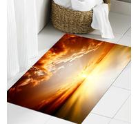 JHAOUNUK Tapis de Bain Antiderapant en Microfibre Douce,Tapis de Salle de Bain Lavable en Machine,Voler au Dessus des Nuages Coucher de Soleil,60x90cm
