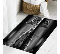 JHAOUNUK Tapis de Bain Antiderapant en Microfibre Douce,Tapis de Salle de Bain Lavable en Machine,Vue panoramique de Lower Manhattan et du Pont de Brooklyn à New York,60x90cm