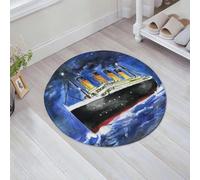 JHAOUNUK Tapis de bain doux 60 x 60 cm, c'est le croquis du navire. C'est une illustration de couleur pour l'enfant, antidérapant et lavable, tapis de bain moelleux, absorbant, tapis de bain