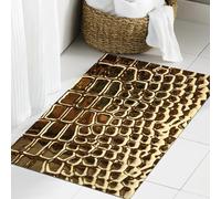 JHAOUNUK Tapis de bain doux 60 x 90 cm, décor imprimé animal, teinté peau de crocodile doré, dureté naturelle, antidérapant, lavable, tapis de bain moelleux absorbant