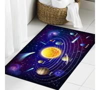 JHAOUNUK Tapis de bain doux 60 x 90 cm, motif Mercure, Vénus et Terre, Mars, Jupiter, Saturne et Uranus ou Neptune Dr - Antidérapant et lavable - Tapis de bain moelleux absorbant