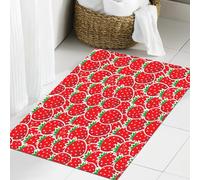 JHAOUNUK Tapis de bain doux 60 x 90 cm, motifs fruits, fraises, thèmes botaniques, graines de yummy Food Organic Growt-2, antidérapant, lavable, tapis de bain moelleux absorbant